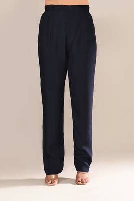 Navy blue satin festive kurta set 4