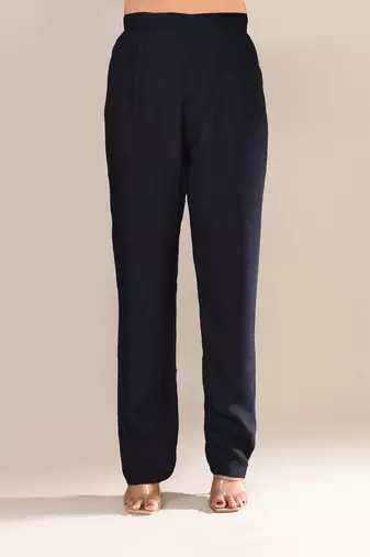 Navy blue satin festive kurta set