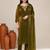 Olive shimmer embroidered kurta set