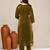 Olive shimmer embroidered kurta set