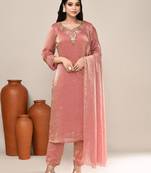 Pink shimmer festive wear kurta set