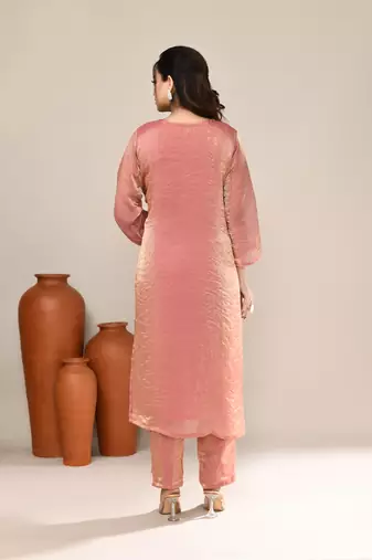Pink shimmer festive wear kurta set