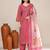 Pink cotton embroidered kurta set