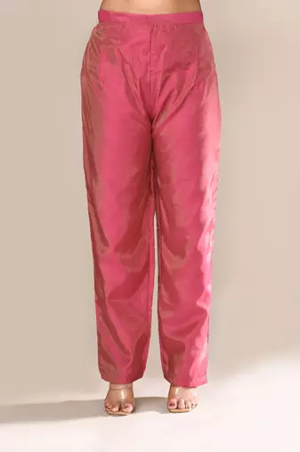 Pink cotton embroidered kurta set