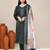 Blue cotton embroidered kurta set