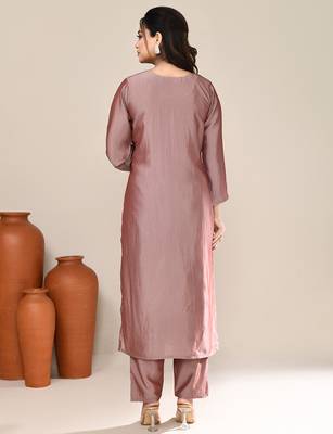 Lavender satin festive wear kurta set 3