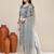 Blue satin embroidered kurta set