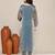 Blue satin embroidered kurta set