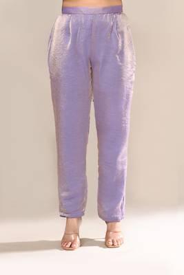 Lavender satin party wear kurta set 4
