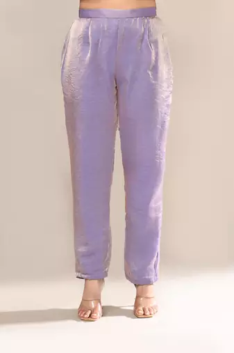 Lavender satin party wear kurta set