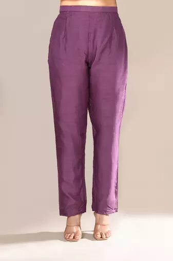Purple art silk festive kurta set