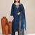 Blue art silk festive kurta set