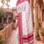 White & red color pure soft silk blend zari weaving saree