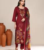 Maroon chanderi party wear kurta set