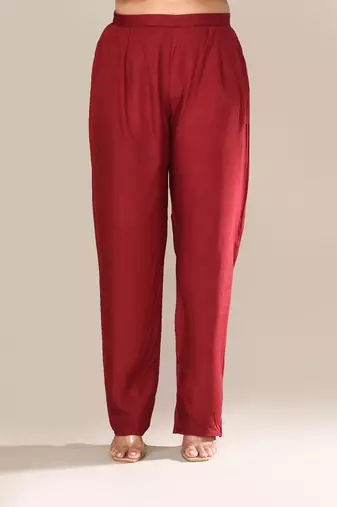 Maroon chanderi party wear kurta set