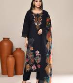 Navy blue chanderi party kurta