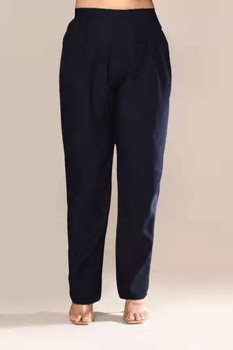 Navy blue chanderi party kurta