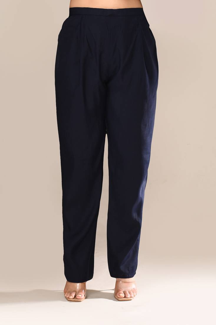 Navy blue chanderi party kurta