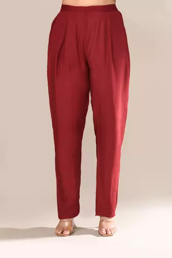 Maroon chanderi festive wear kurta set