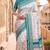 White & sky blue color pure soft silk blend zari weaving saree