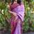 Lavender zigzag floral print linen cotton saree