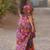 Orange zigzag floral print linen cotton saree
