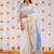 White sky blue digital printed linen cotton saree