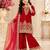 Kids red fendy silk embroidery sequence work kurta palazzo set