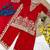 Kids red fendy silk embroidery sequence work kurta palazzo set
