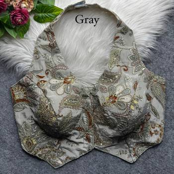 Grey heavy position work partywear blouse 2