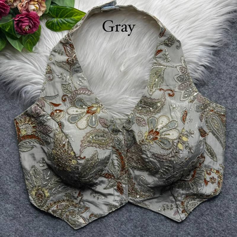 Grey heavy position work partywear blouse