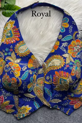 Blue heavy position work partywear blouse