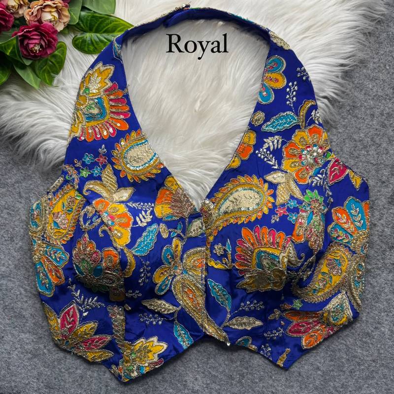 Blue heavy position work partywear blouse