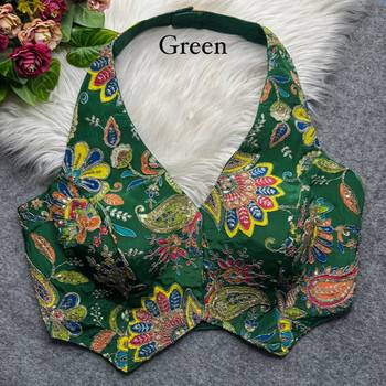 Green heavy position work partywear blouse 1