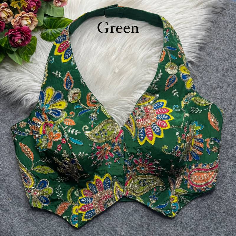 Green heavy position work partywear blouse