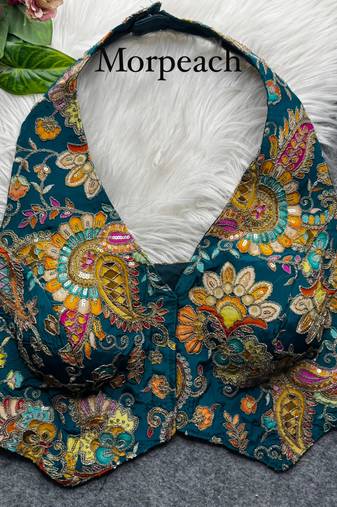 Teal heavy position work partywear blouse