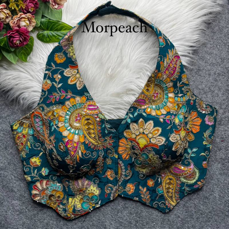 Teal heavy position work partywear blouse