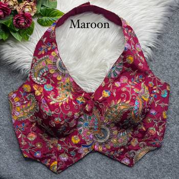 Maroon heavy position work partywear blouse 1