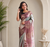 lavender color silver zari motif design pattern multi colored digital print silk blend saree