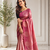 onion pink color silver zari motif design pattern multi colored digital print silk blend saree