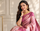 onion pink color silver zari motif design pattern multi colored digital print silk blend saree