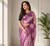 purple color silver zari motif design pattern multi colored digital print silk blend saree