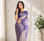 violet color silver zari motif design pattern multi colored digital print silk blend saree