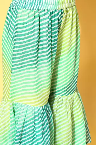 Blue Cotton Blend Short Kurti with Sharara