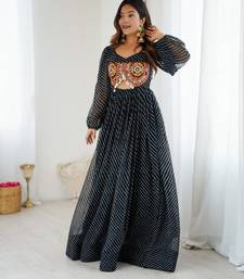 Black georgette digital print maxi