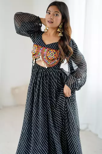 Black georgette digital print maxi