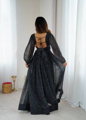 Black georgette digital print maxi 3