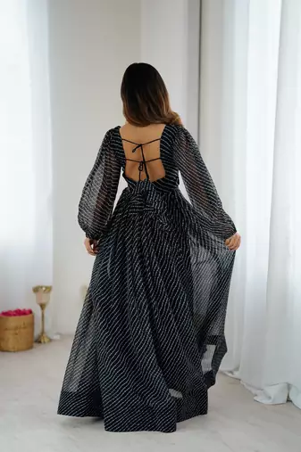 Black georgette digital print maxi