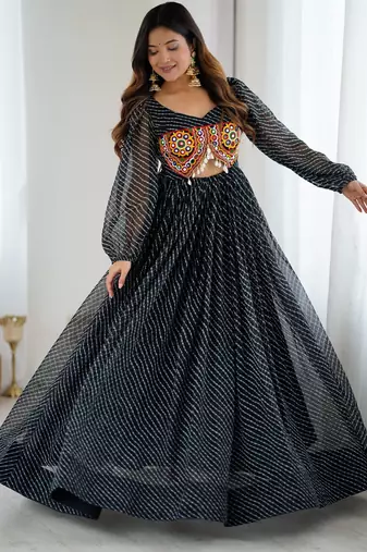 Black georgette digital print maxi
