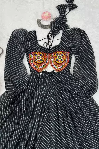 Black georgette digital print maxi